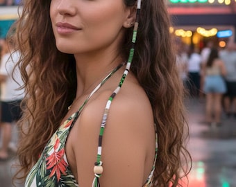 Clip-in Hair Wrap, Hair Wrap Dreadlock, Braid-in Hair Wrap, dreadwrap, Hair Wrap Extension, Hair accessories, Boho Hair wraps, Green and Red
