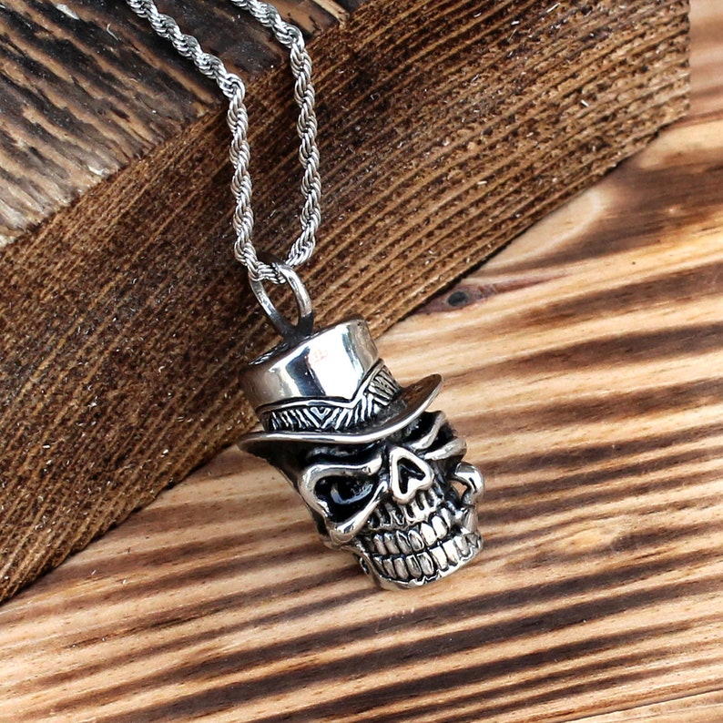 skull gift Mens necklace skull jewelry stainless steel necklace skull necklace steel pendant mens jewelry skull pendant mens pendant