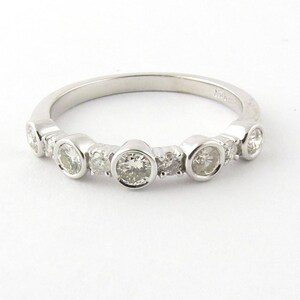 Vintage 14K White Gold Round Brilliant Diamond Ring Size 7 #516
