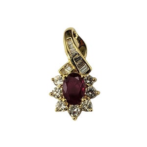 18 Karat Yellow Gold Ruby and Diamond Pendant  #17179
