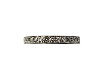 Vintage 14 Karat White Gold Diamond Wedding Band Ring Size 7.5 #11966