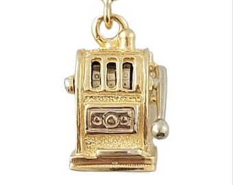 Vintage 14K Yellow Gold Slot Machine Charm #14435