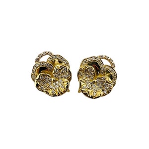 Mish NY 18K Gelbgold Diamant Stiefmütterchen Ohrring Vergrößerer #15422