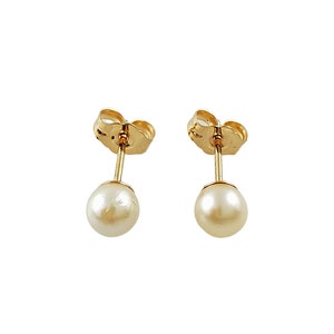 Vintage 14K Yellow Gold Pearl Earrings