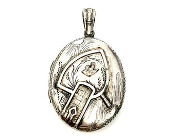 Antique Victorian 800 Silver Aesthetic Movement Bird Locket #8160