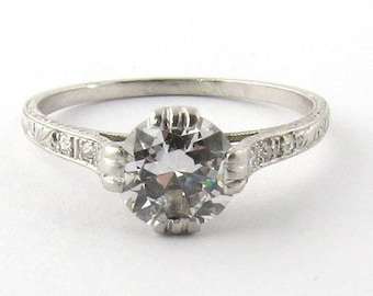 Antique Art Deco Platinum Diamond Engagement Ring #340