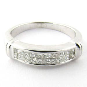 Vintage 14K White Gold Channel Set Diamond Band #1464