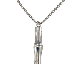 Gucci Sterling Silver Bamboo Pendant Necklace #26240