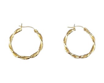 14k gult guld vridna ringörhängen #21739