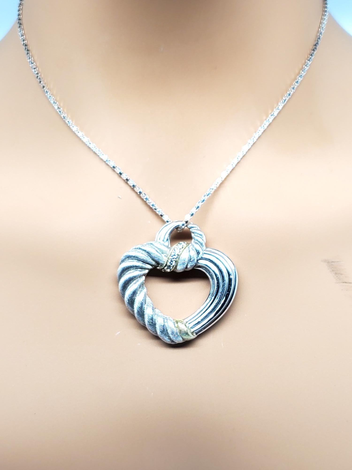 Judith Ripka Sterling Silver Cz Heart Pendant # 19209 - Etsy
