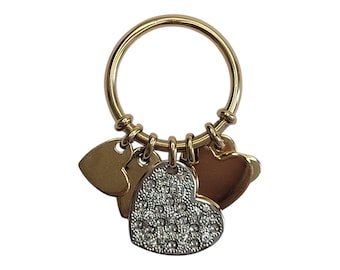 Christian Dior 18k Yellow and White Gold Coeur Leger Heart Charm Ring #26868