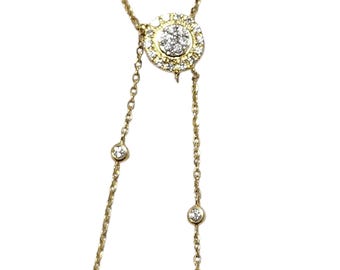 14k Yellow Gold and Diamond "Y" Necklace #24135