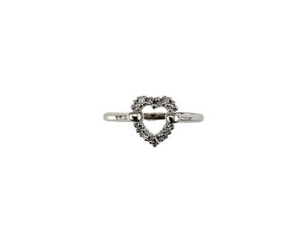 14k White Gold and Diamond Open Heart Ring Size 6.25 #24909