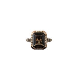 Le Vian 14 Karat Rose Gold Brown Quartz and Diamond Ring Size 5 #21524