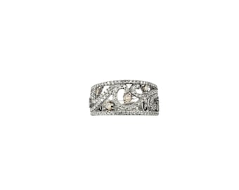 Levian 14k White Gold Champagne and White Diamond Band Ring Size 6.75 #20770