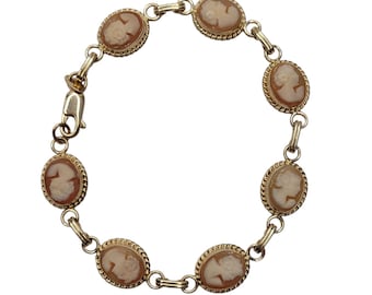 14k Yellow Gold Cameo Station Bracelet #26700