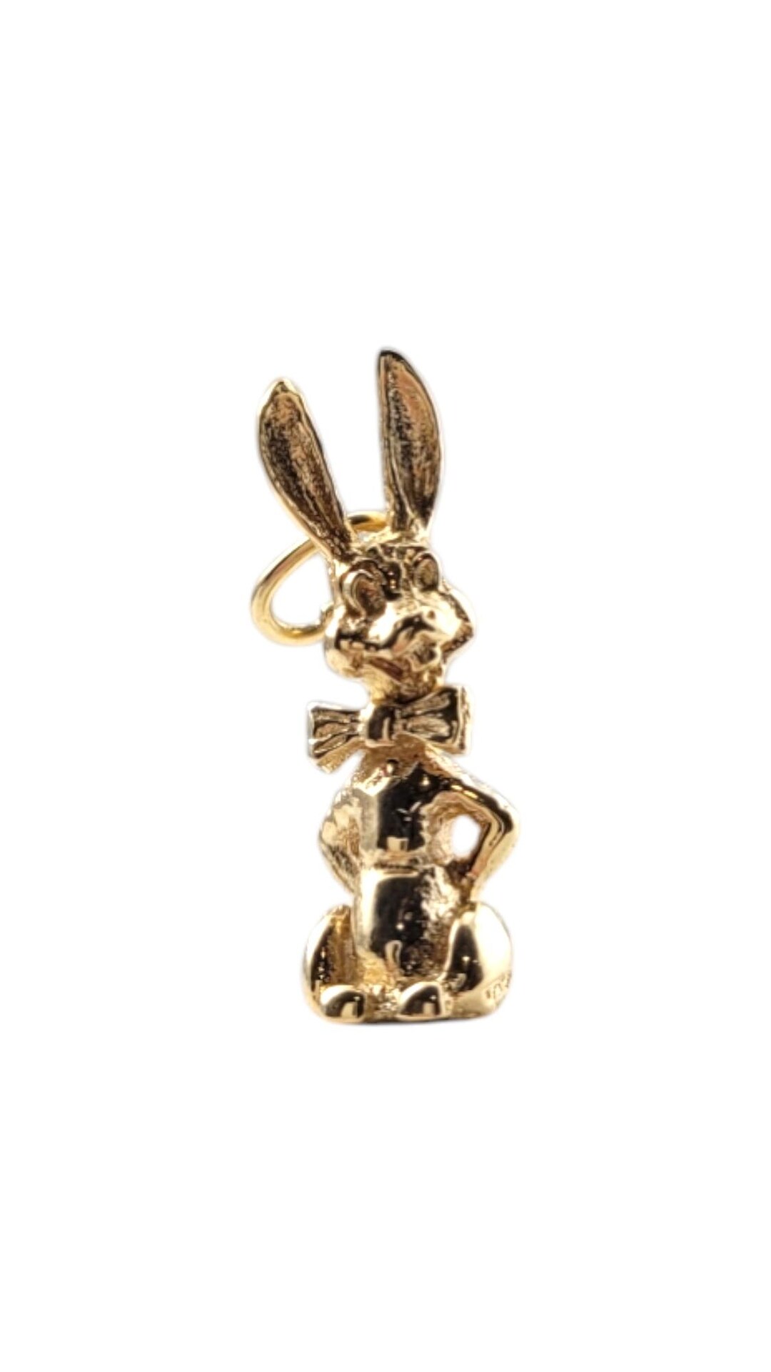 14 Karat Yellow Gold Bobble Head Bunny Rabbit W/ Bowtie Charm #20346 - Etsy