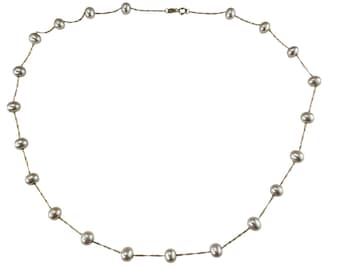 Effy 14k Yellow Gold and Freshwater Pearl Station Necklace 18" #26276