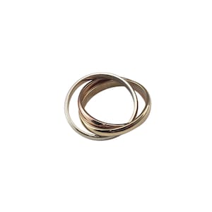 14k Tricolor Gold Rolling Trinity Ring Size 8.25 #21046