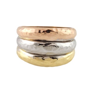 Vintage 18K Tri Color Textured Ring Size 7.25 #13399