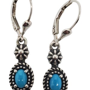Carolyn Pollack Sterling Silver Turquoise Rope Dangle Earrings #21622