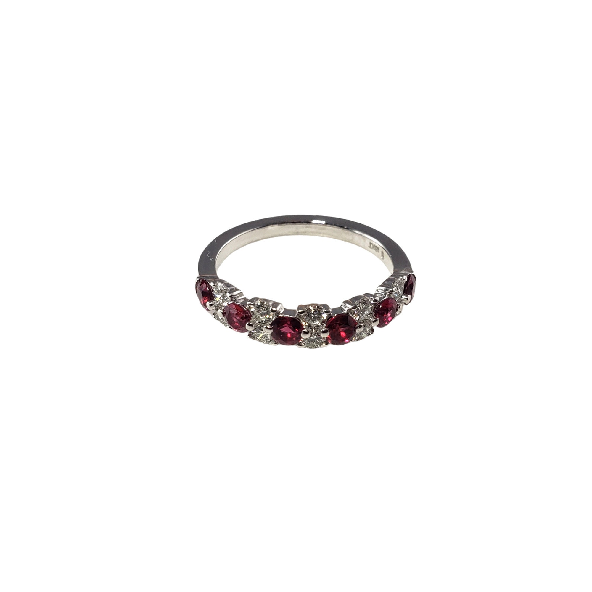 Vintage 18 Karat White Gold Ruby and Diamond Band Ring Size