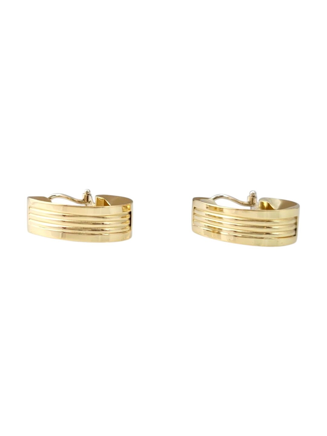 18k Yellow Gold Wide Oval Half Hoop Earrings #21747 - Etsy