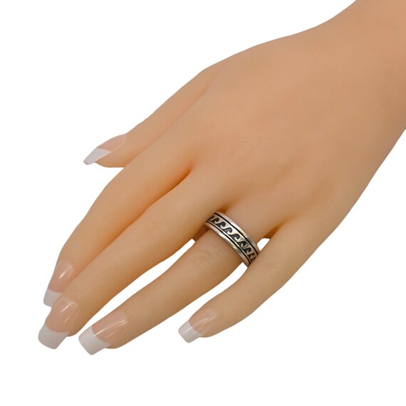 Native American Sterling Silver Wave Overlay Band Ring Size 9