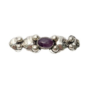 Vintage Mexico Sterling Silver Amethyst Cabochon Pin/Brooch #9169