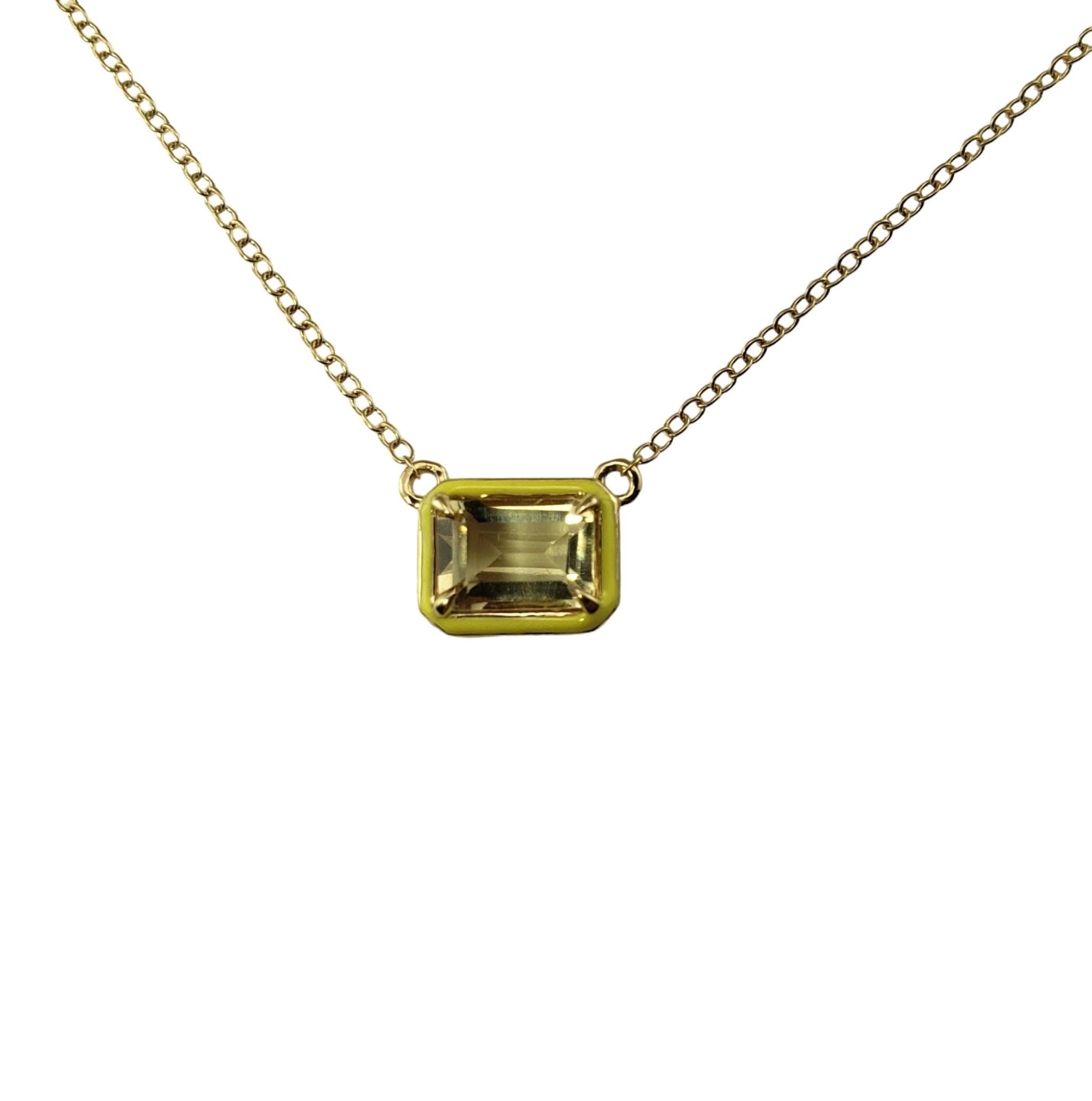 Alison Lou 14k Yellow Gold Lab Created Citrine Enamel Necklace