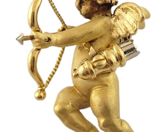 Vintage 18k Yellow and White Gold Cupid Cherub Charm #17414