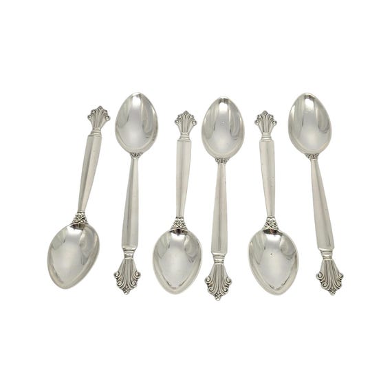  ジョージジェンセン ACORNティースプーン 6本セット ジョージ・ジェンセン「“Acorn” ディナースプーン（大）長さ20.5cm