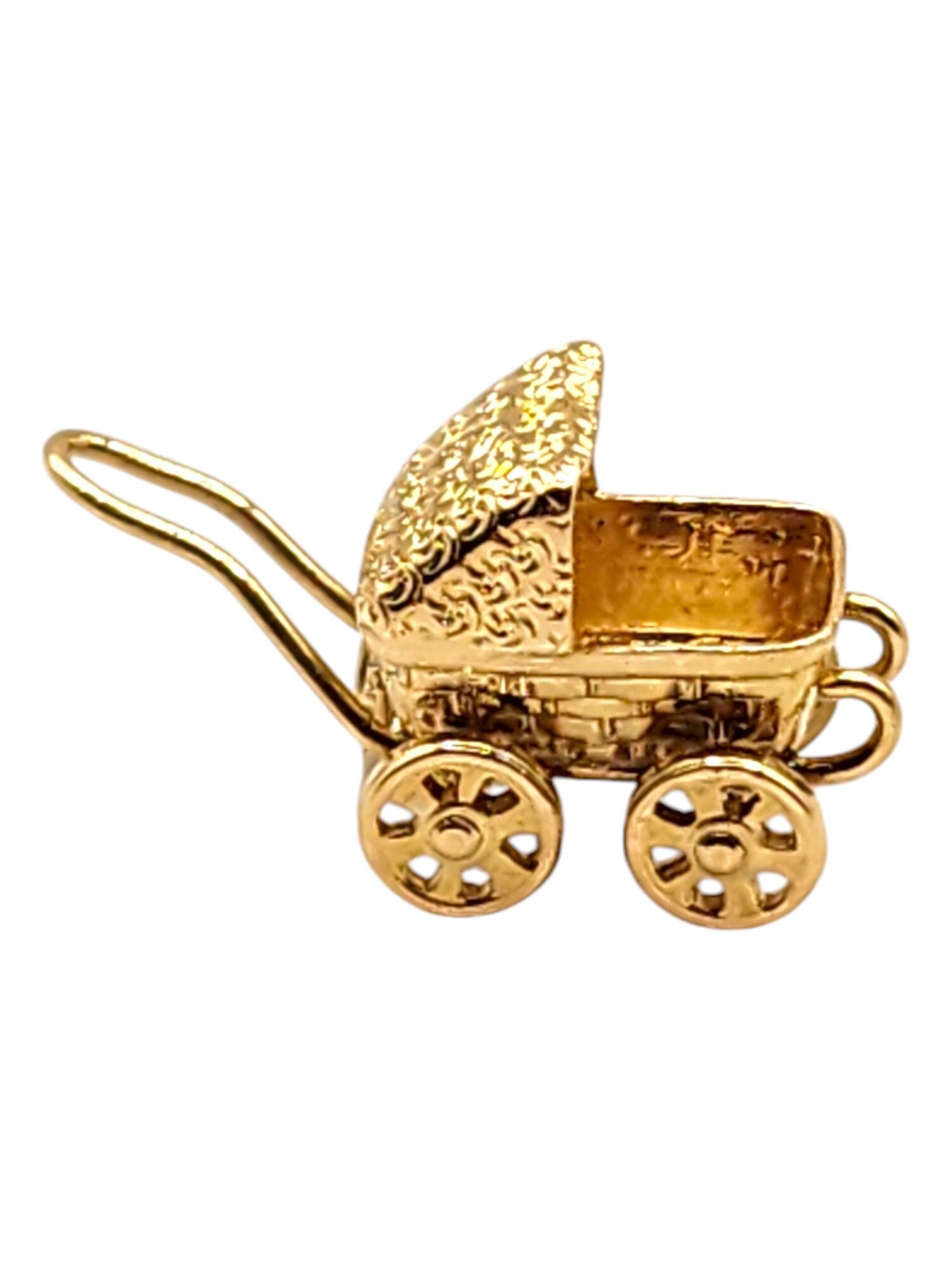 14 Karat Yellow Gold Baby Carriage Charm #19986