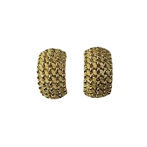 14 Karat Yellow Gold Textured Weave Half Hoop Earrings #20260