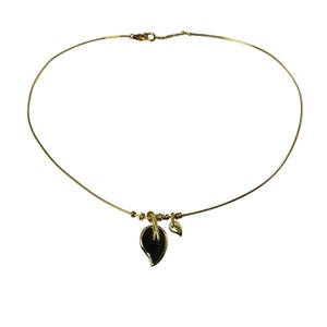 Vintage Nouvelle Bague 18 Karat Yellow Gold and Enamel Pendant Necklace #12591