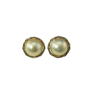 14 Karat Gelbgold Mabe Perlen Ohrringe #21235
