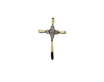 10k Yellow and White Gold Diamond Cross Pendant #24950