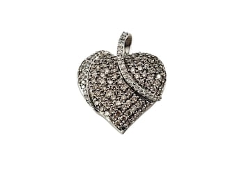 10k White Gold Champagne Diamond Heart Pendant #25310
