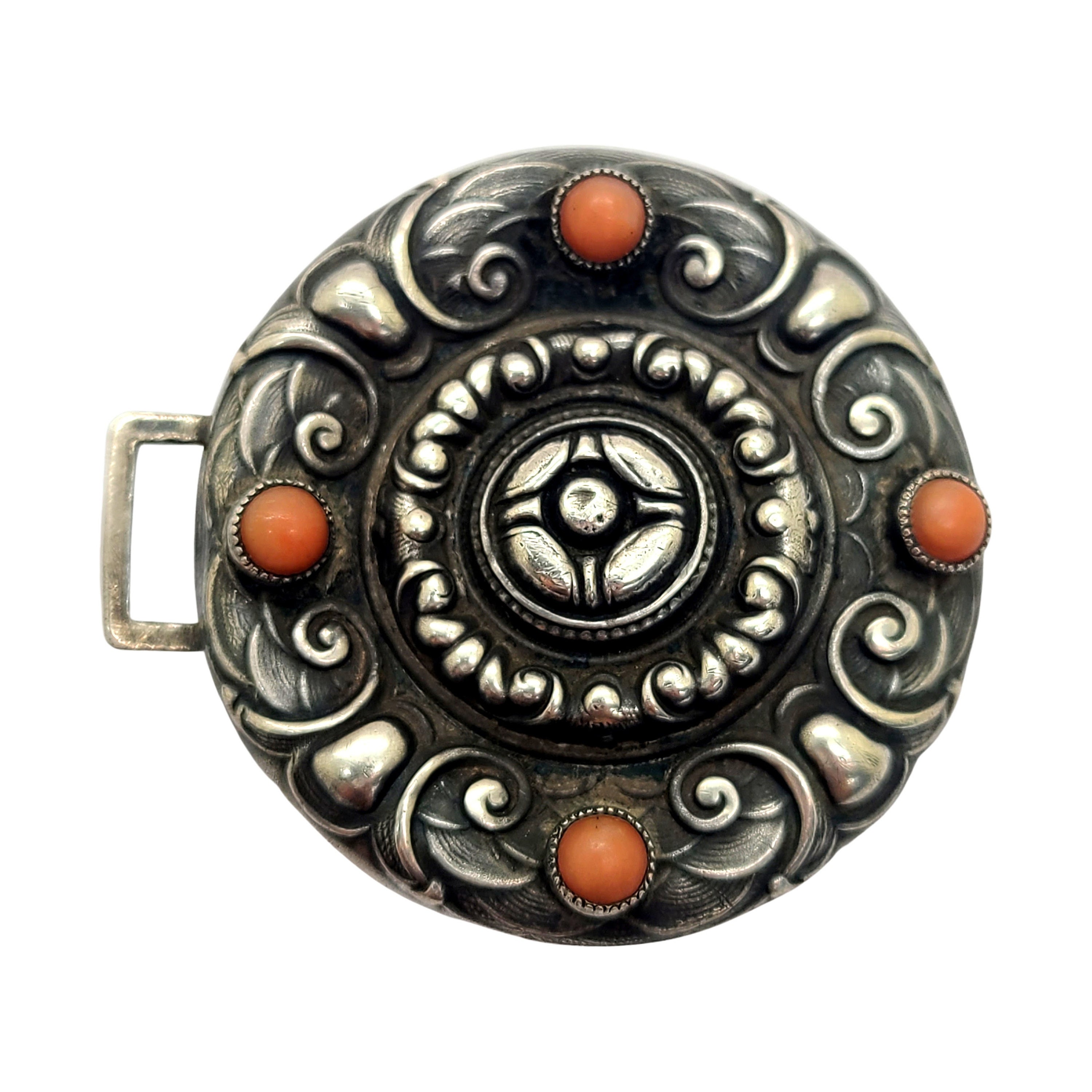 Antique William B Kerr 344 Sterling Silver 2pc Belt Buckle  display picture 2