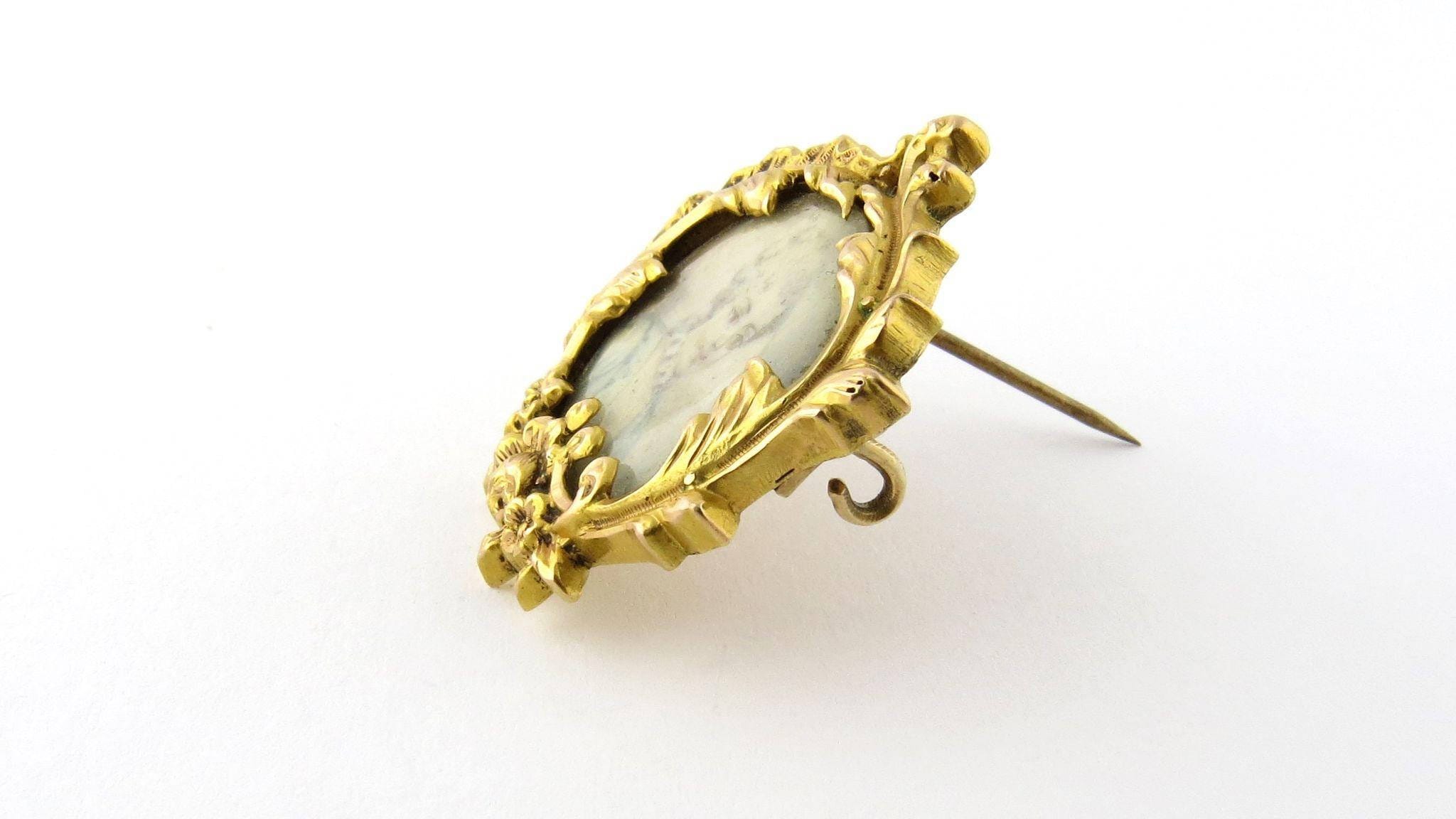 Broche Ancienne En Or 18 Carats Avec 2 Miniatures - Époque 18ème Siècle - Occasion