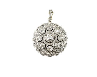 14k White and Yellow Gold Diamond Medallion Pendant #23328