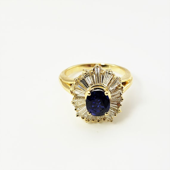 ファッション 通販 and Sapphire Gold Yellow Karat 18 Vintage Diamond Size Ring アクセサリー