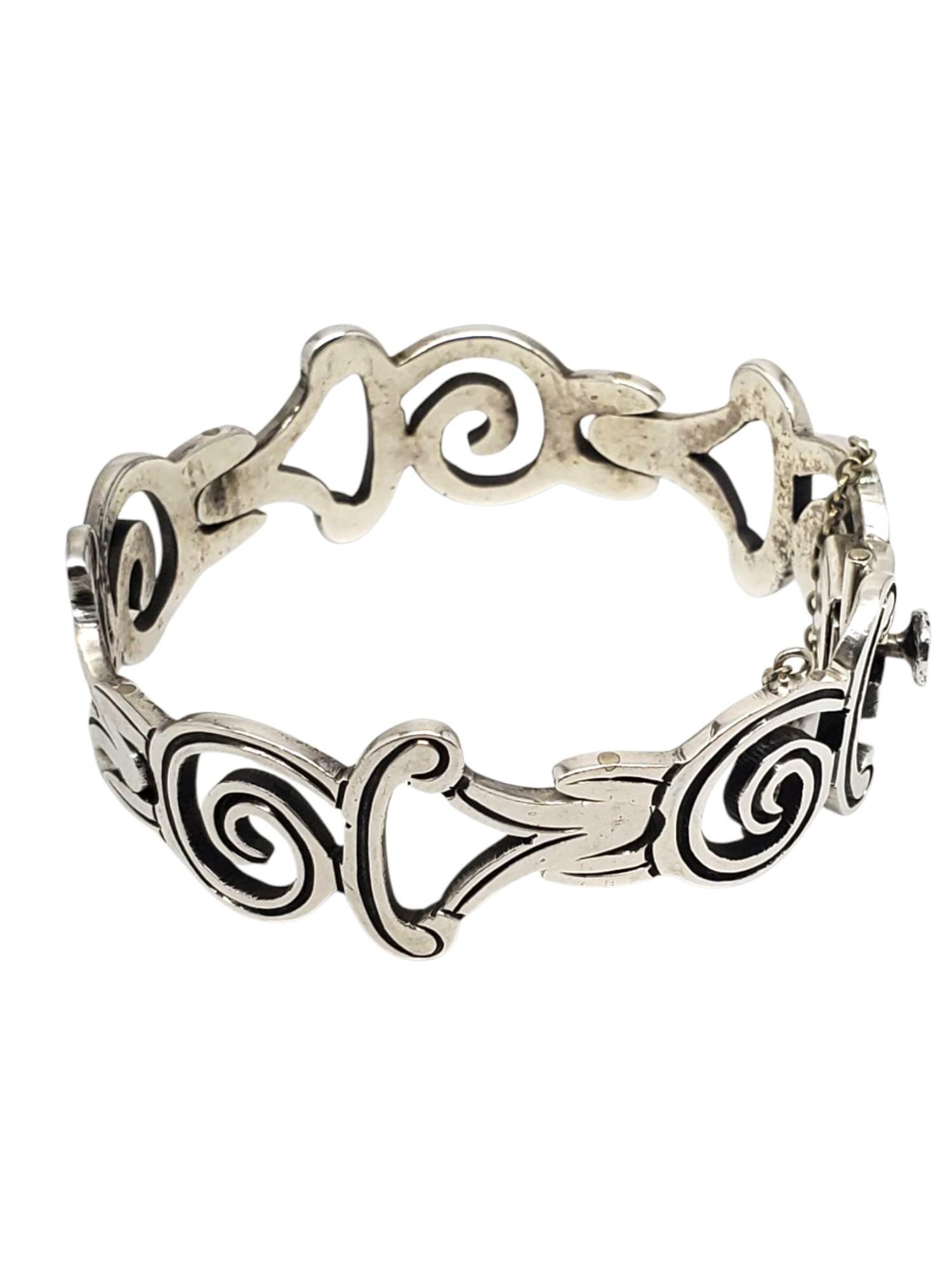 Mexico Taxco Sterling Silver Scroll & Swirl Bracelet #21495 - Etsy