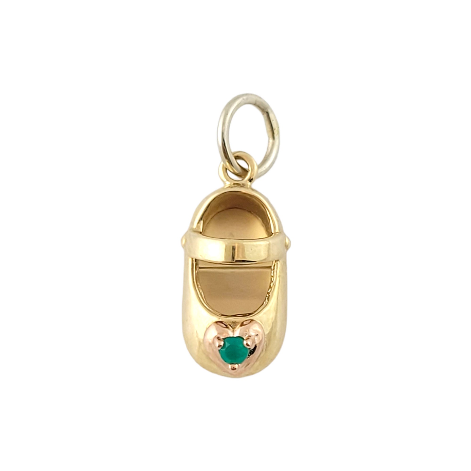 Rembrandt Charms Baby Shoe Charm with Simulated Aquamarine, 14K