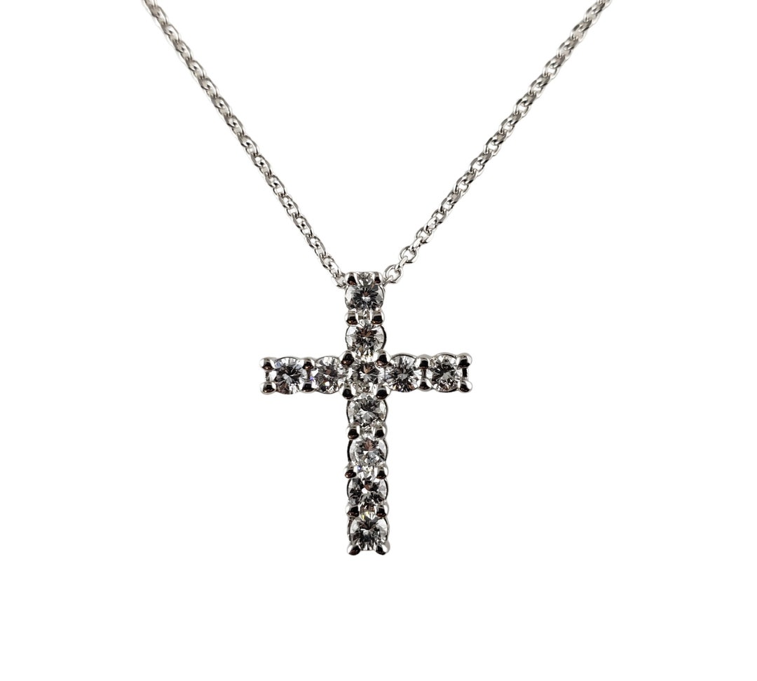 Vintage 14 Karat White Gold and Diamond Cross Pendant Vintage 14 Karat White Gold and Diamond Cross Pendant