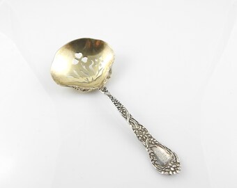 Gorham 1897 Meadow Sterling Silver Gold Washed Bon Bon Nut Spoon