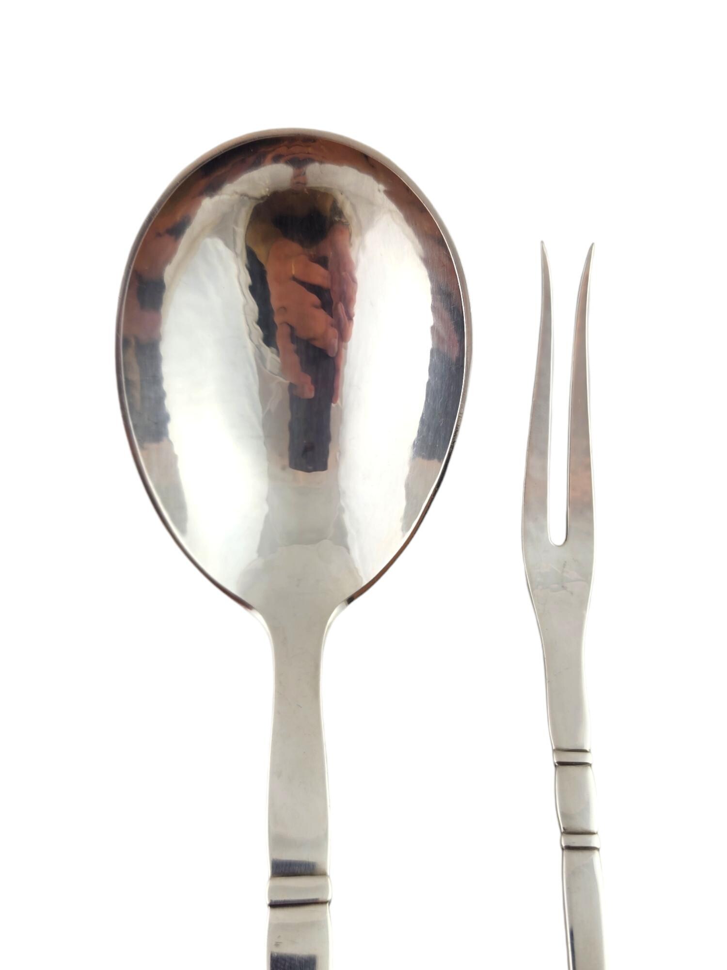 ジョージ ジェンセン スターリング シルバー レードルと 2 本のミート