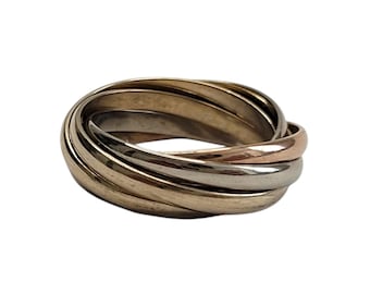 Kitsinian 14k Tri-Color Gold Six Band Rolling Ring Size 7.5 #26882