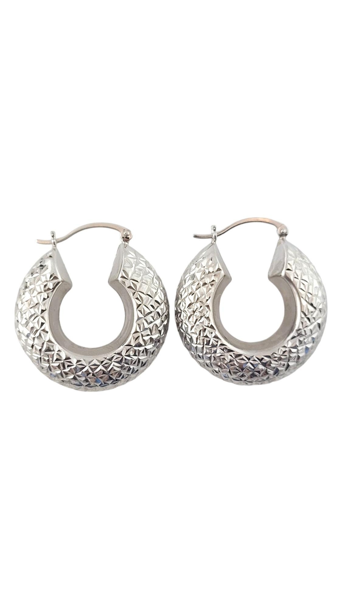 14k White Gold Textured Puffed Hoop Earrings #16363 - Etsy