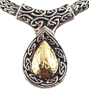 Keith Jack Sterling Silver & 18k Yellow Gold Celtic Knot Drop Necklace #18675